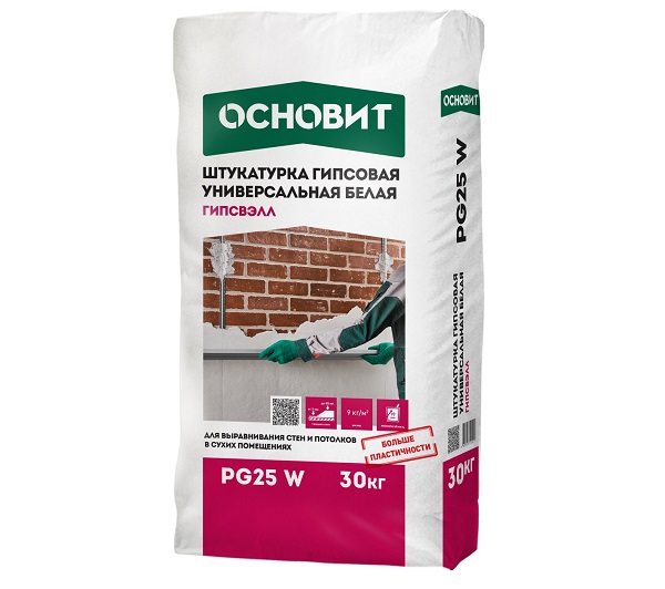 Штукатурка гипсовая ОСНОВИТ ГИПСВЭЛЛ PG25 W 30 кг